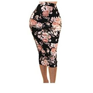 NWOT Ruched Floral Pencil Skirt STRETCHY